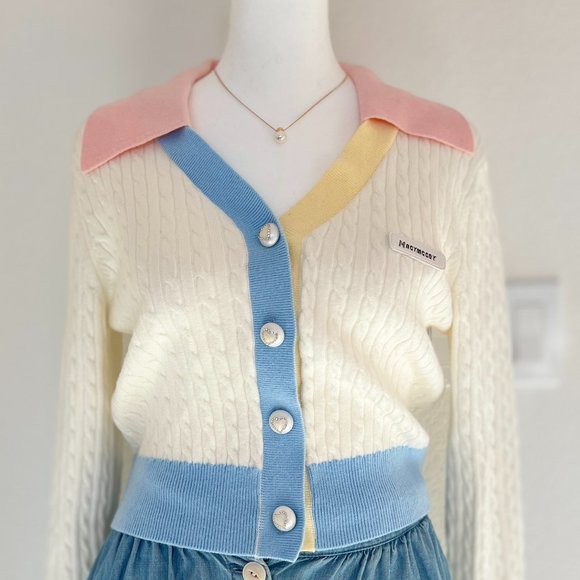 MacyMccoy Color Blocked V-Neck Knit Cardigan Size S - Picture 8 of 10